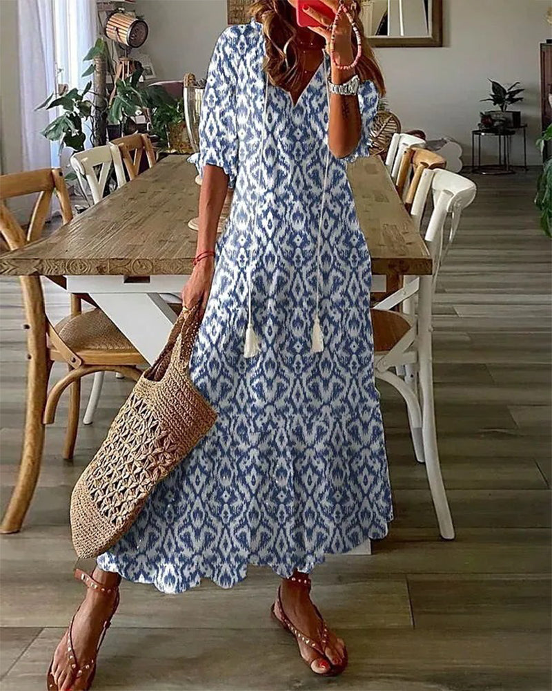 Mabel | Vestido estampado con escote en pico