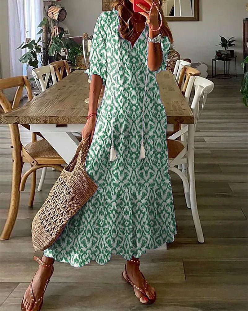 Mabel | Vestido estampado con escote en pico