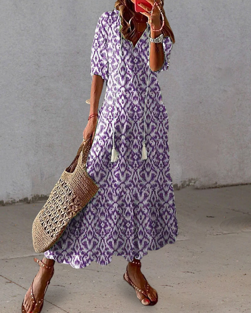 Mabel | Vestido estampado con escote en pico