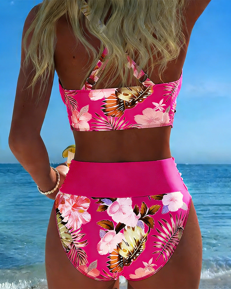 Jolina | Bikini de dos piezas floral con contraste