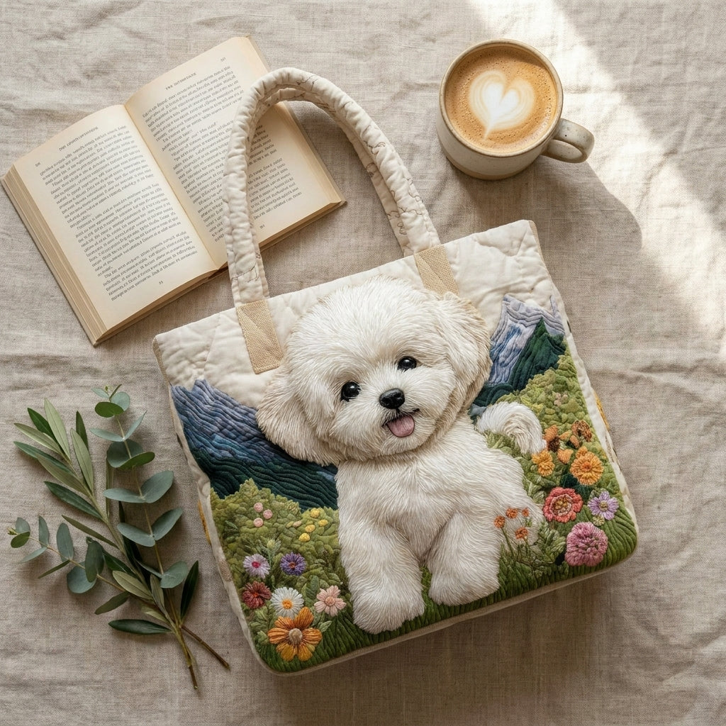 Bolso acolchado con perro encantado