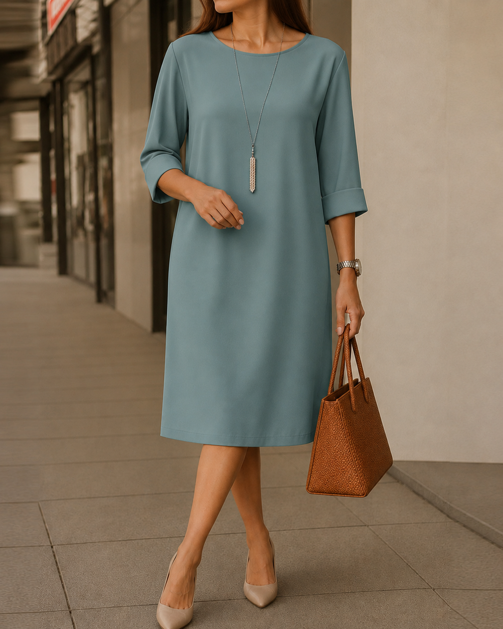 Sabine | Vestido Midi Fluido con Bolsillos