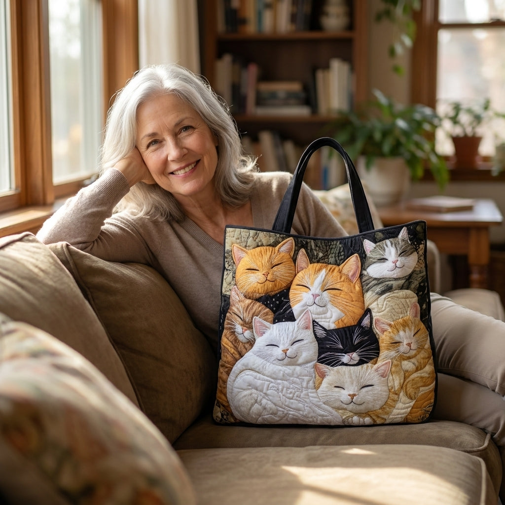 Bolso acolchado con gatitos dormidos