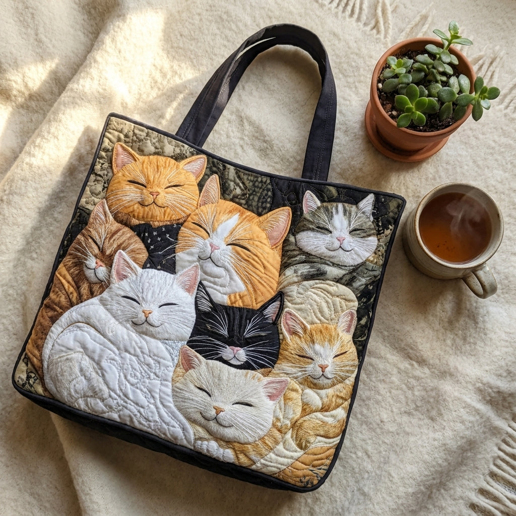 Bolso acolchado con gatitos dormidos