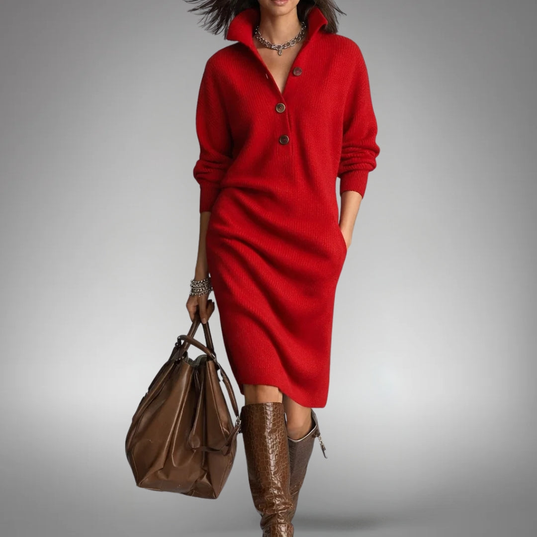 Elyon | Vestido jersey con cuello de botones