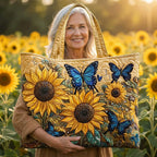 Bolso con girasoles y mariposas azules