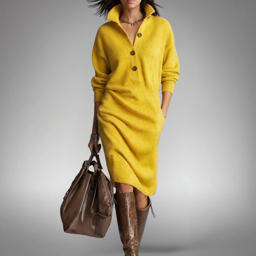 Elyon | Vestido jersey con cuello de botones