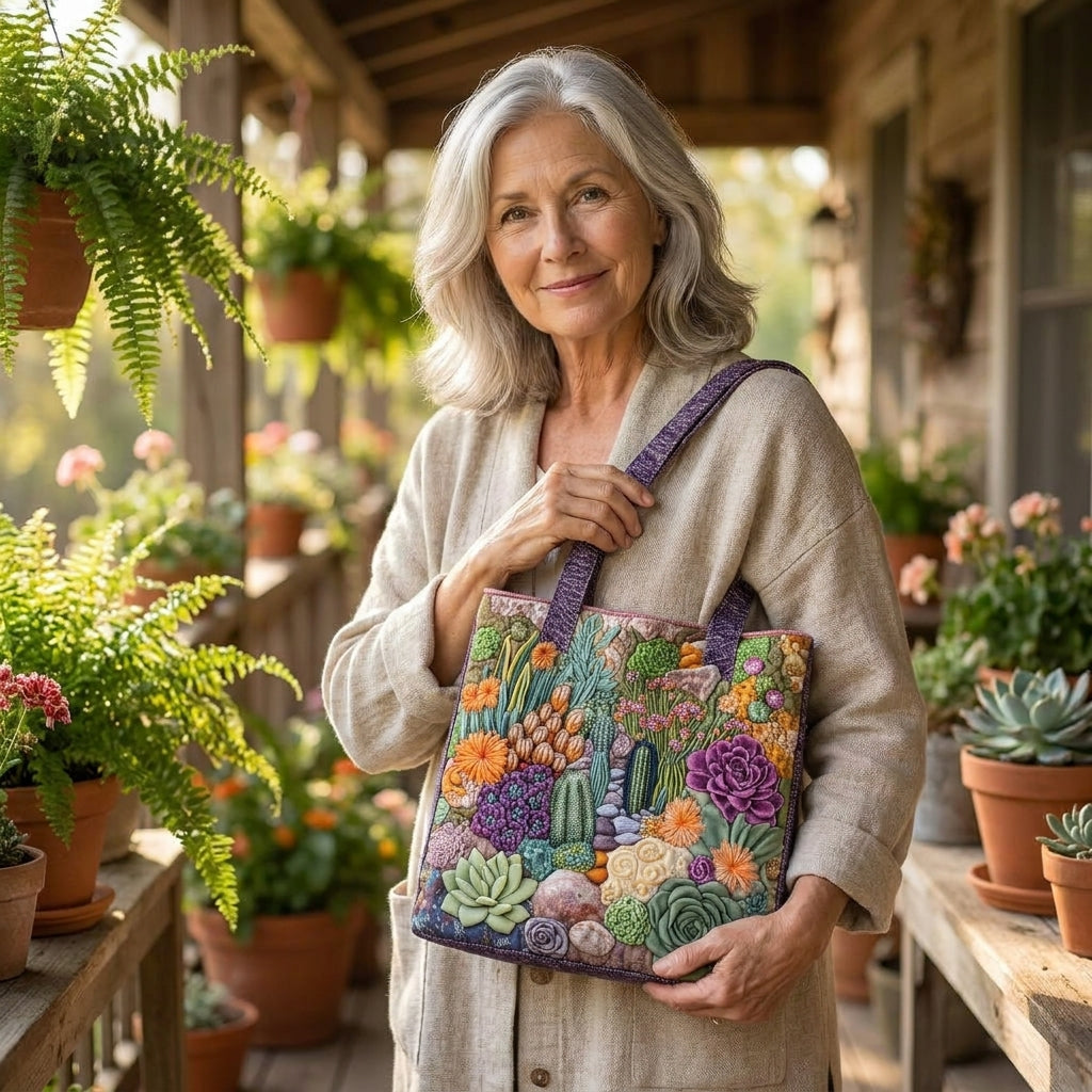 Bolso tote con jardín de suculentas