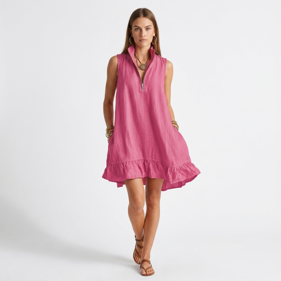 Ilinca | Vestido corto informal con detalle de volantes
