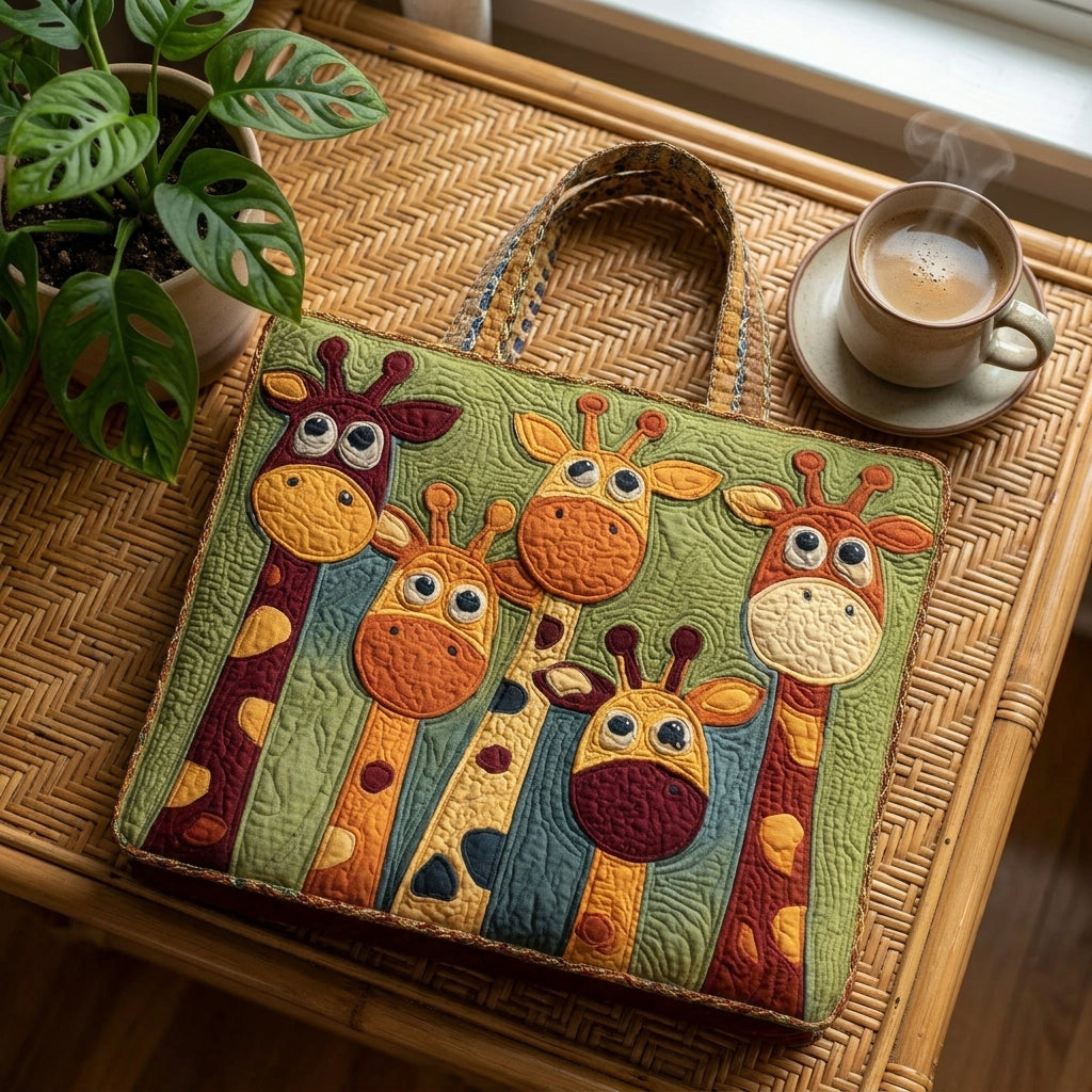 Bolso tote acolchado con jirafa