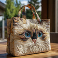 Bolso con gato blanco de ojos azules