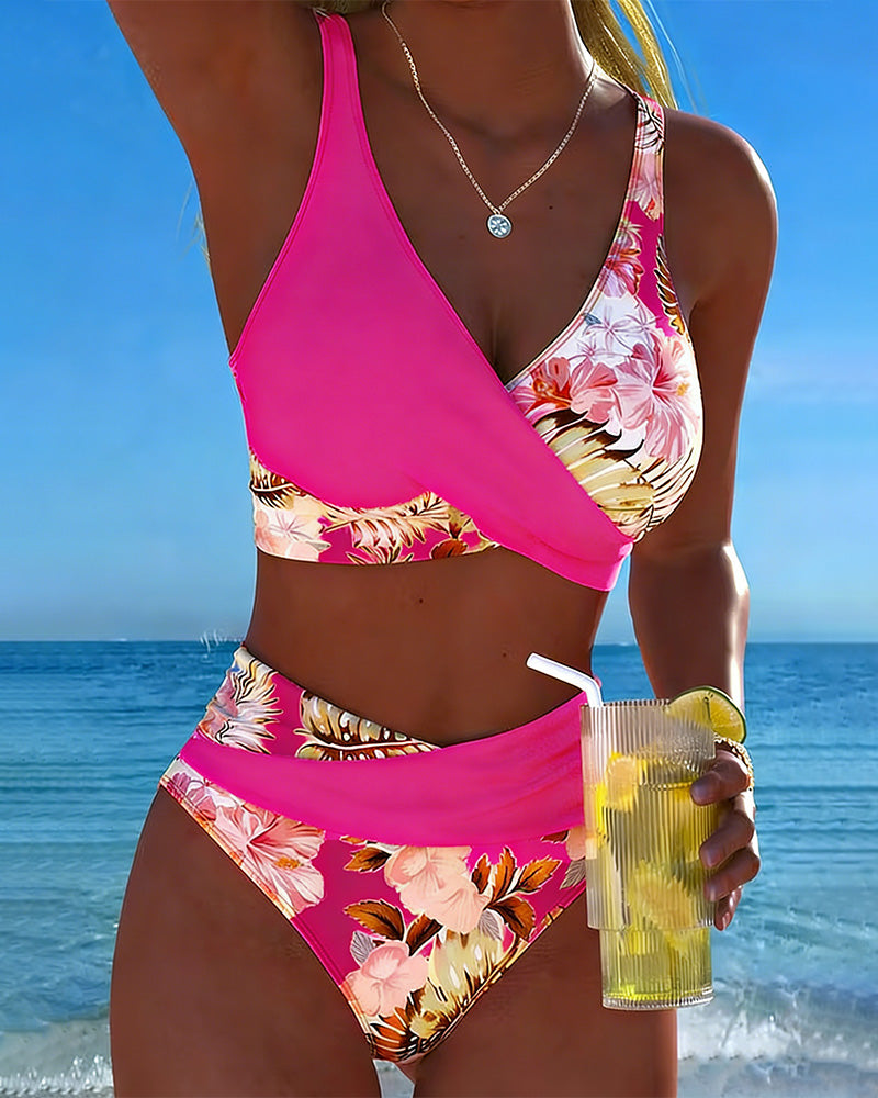 Jolina | Bikini de dos piezas floral con contraste