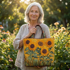 Bolso acolchado clásico con girasoles