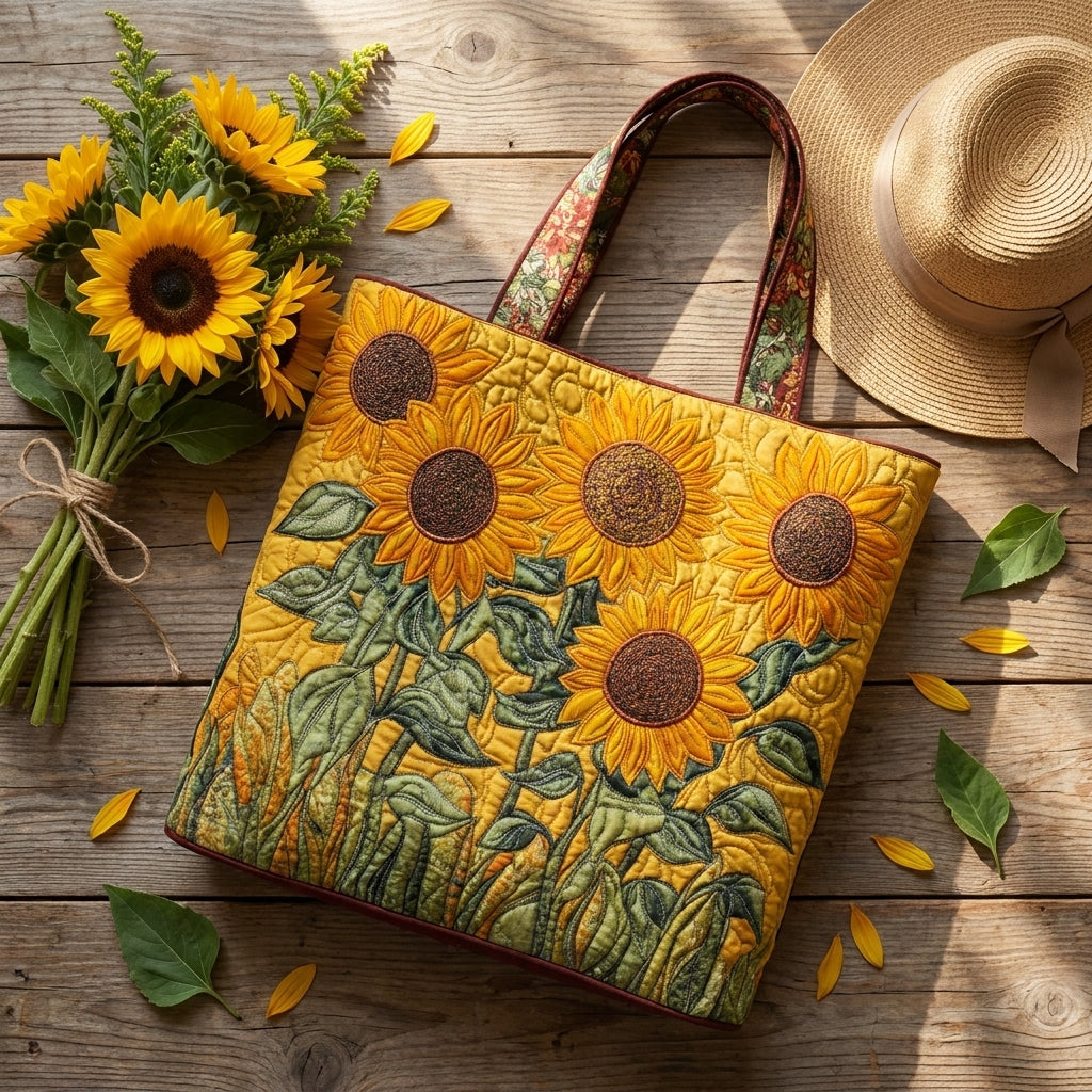 Bolso acolchado clásico con girasoles