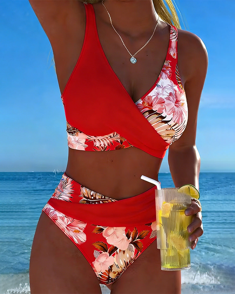 Jolina | Bikini de dos piezas floral con contraste