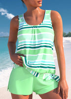 Rosa | Conjunto de tankini de rayas relajado