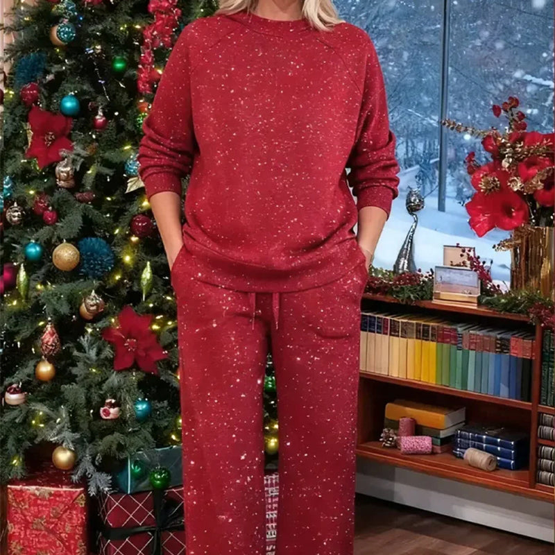 Leonie | Conjunto navideño de dos piezas con brillo para mujer