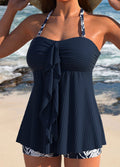 Pamela | Conjunto de tankini con cuello halter fruncido