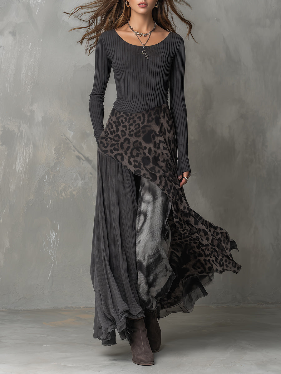 Claudia | Vestido bohemio con estampado de leopardo