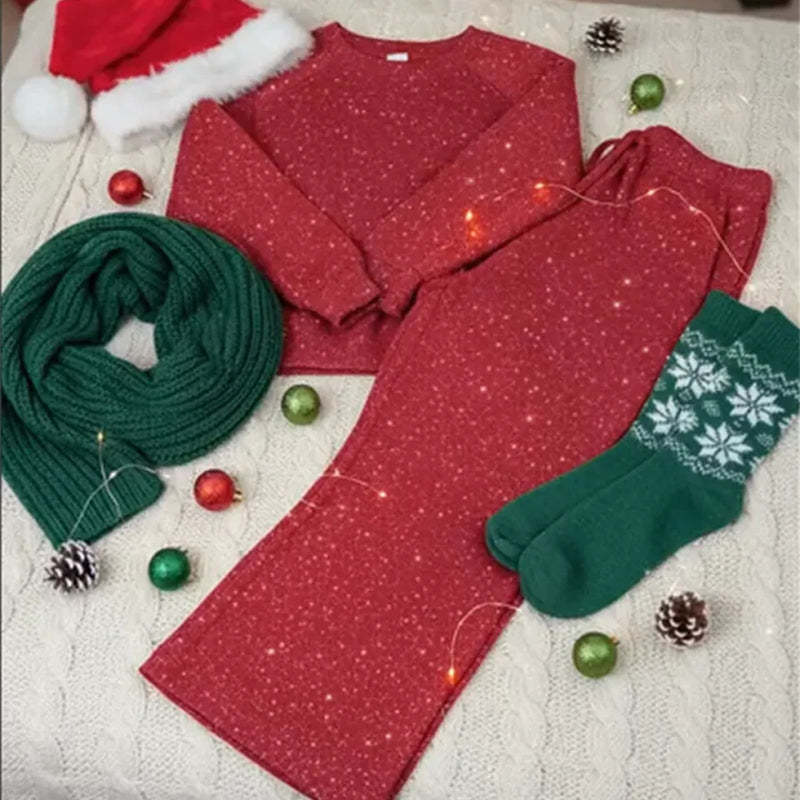 Leonie | Conjunto navideño de dos piezas con brillo para mujer