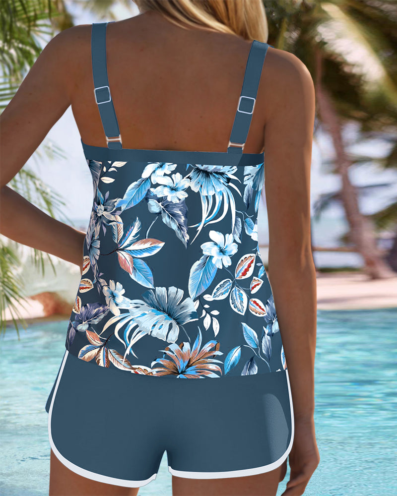 Imke | Tankini estampado sin mangas con cuello en U
