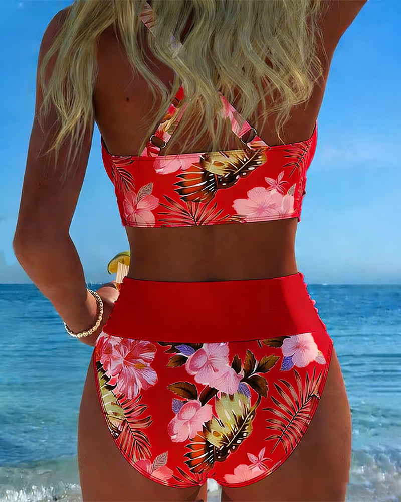 Jolina | Bikini de dos piezas floral con contraste