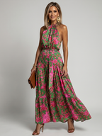 Louisa | Vestido midi drapeado con cuello halter