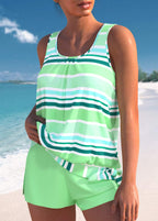 Rosa | Conjunto de tankini de rayas relajado