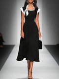 Delphine | Vestido midi con cuello cuadrado y bloques de color