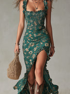 Zaira | Vestido largo de estilo boho retro
