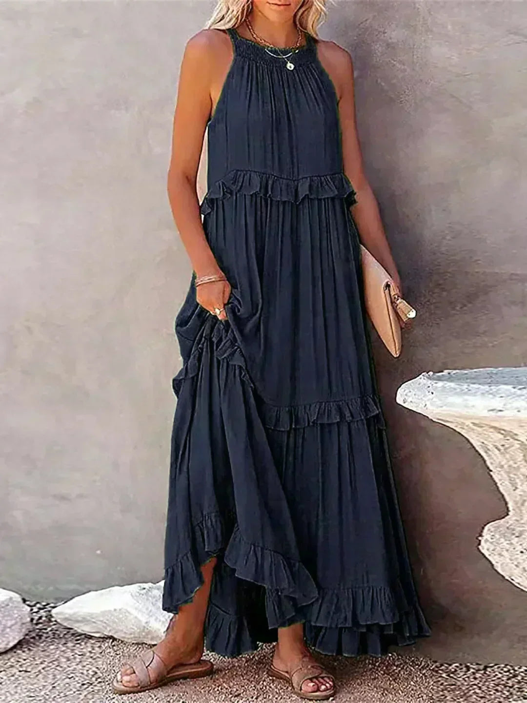 Lou | Vestido elegante sin mangas con volantes