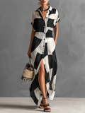 Marguerite | Vestido camisero con estampado geométrico