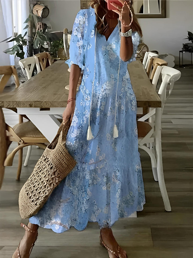 Mabel | Vestido estampado con escote en pico