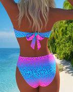 Lydia | Bañador de cuello halter con estampado de leopardo degradado