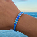 Pulsera de ópalo azul y plateado