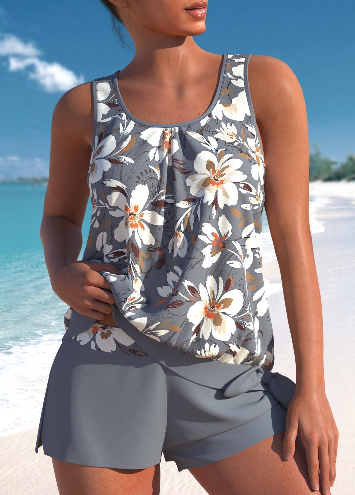 Ursula | Conjunto de tankini floral con estilo para mujer