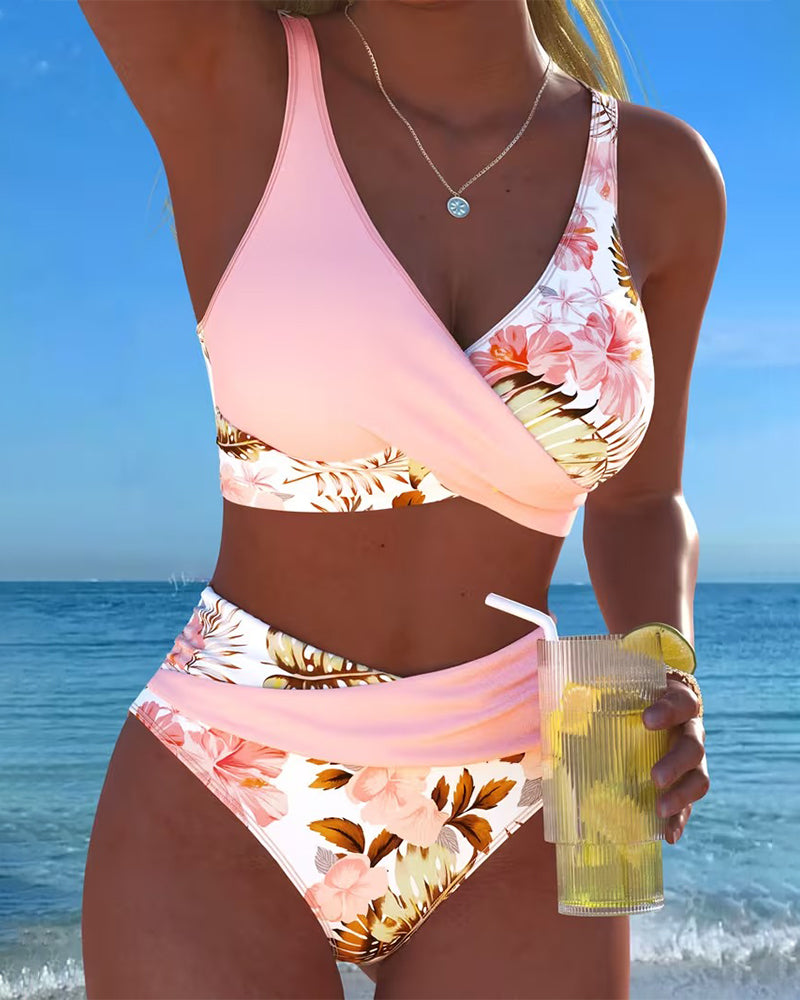 Jolina | Bikini de dos piezas floral con contraste
