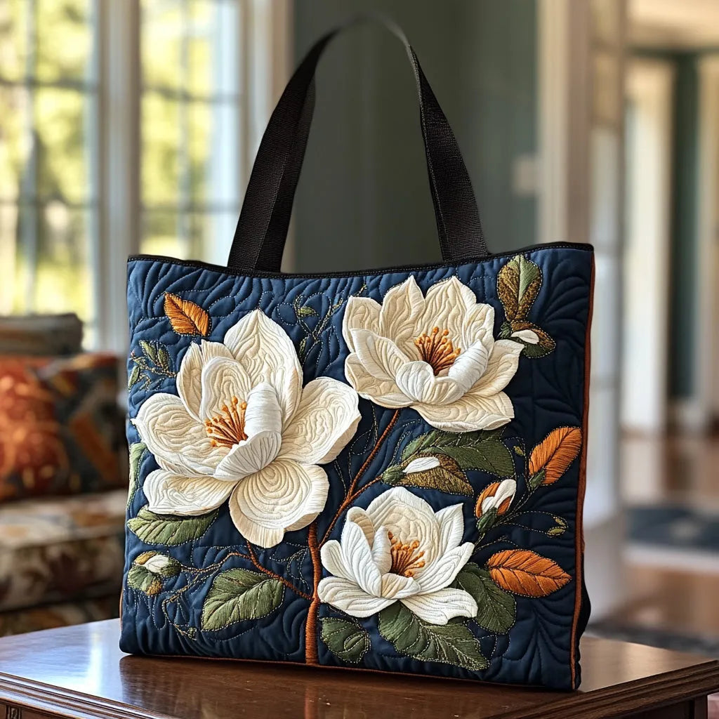 Bolso acolchado con magnolia delicada