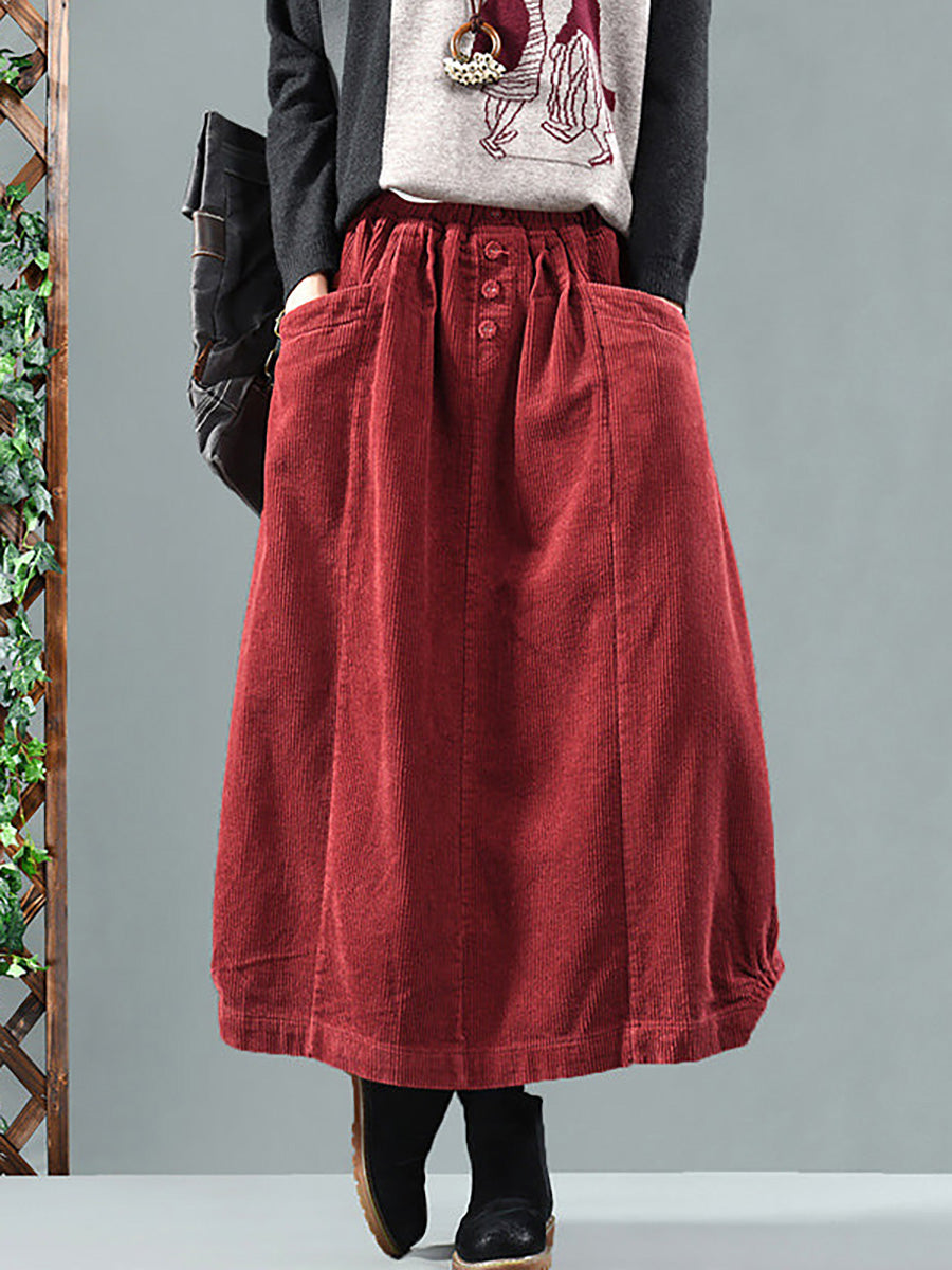 Hortense | Falda midi con cintura elástica y bolsillos