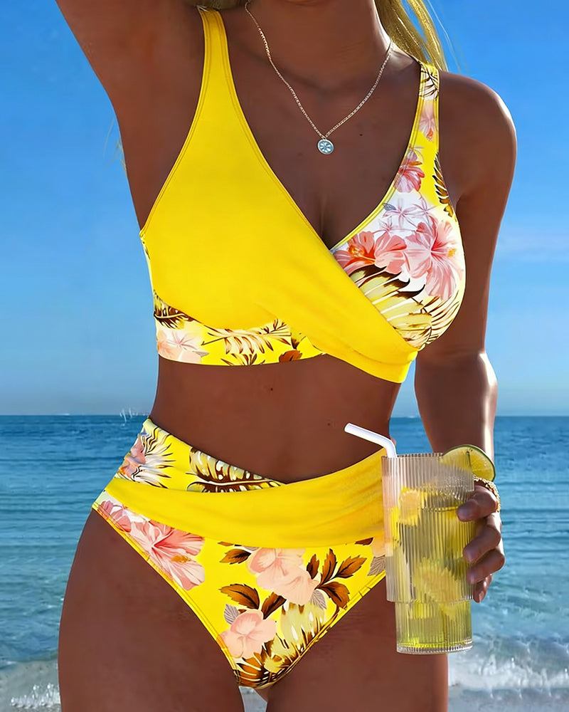 Jolina | Bikini de dos piezas floral con contraste