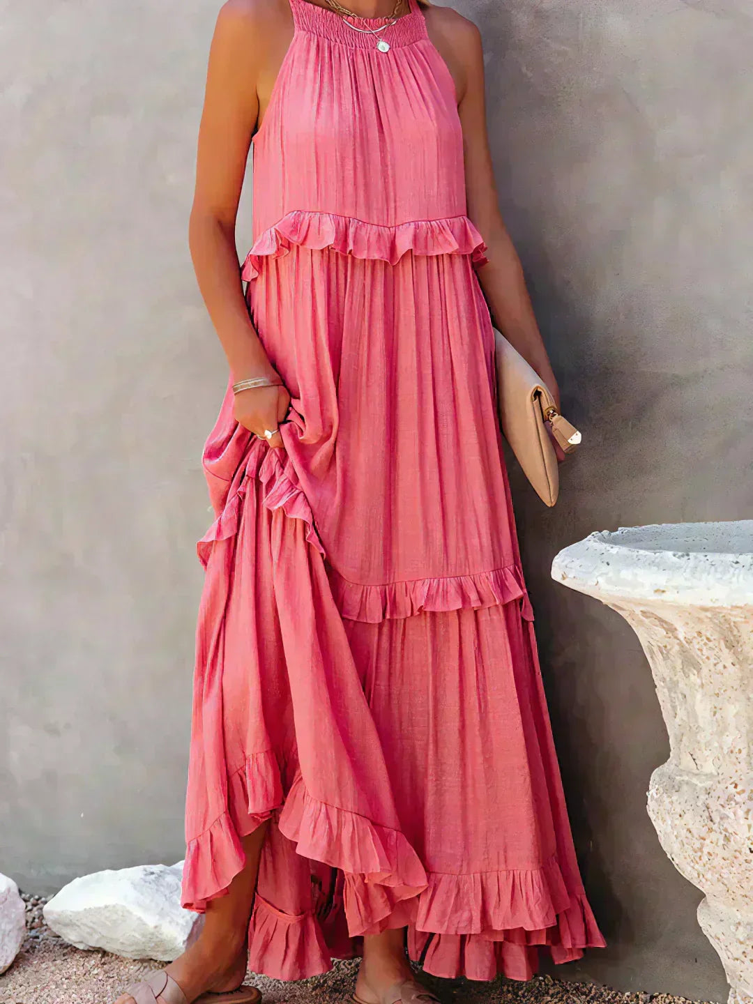 Lou | Vestido elegante sin mangas con volantes