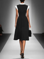 Delphine | Vestido midi con cuello cuadrado y bloques de color