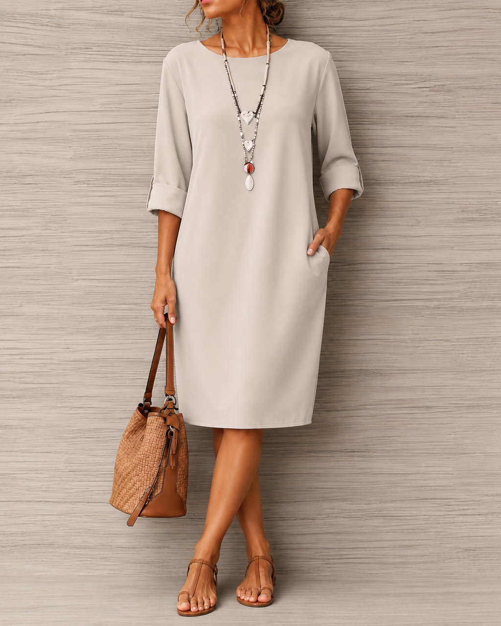 Sabine | Vestido Midi Fluido con Bolsillos
