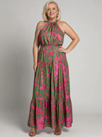 Louisa | Vestido midi drapeado con cuello halter