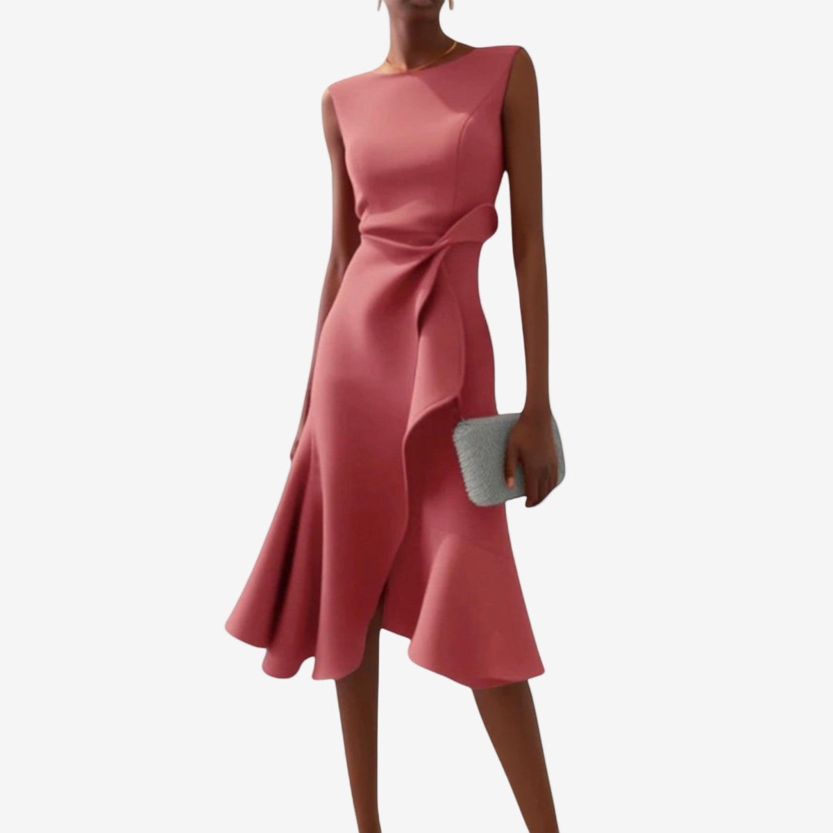 Eliana | Vestido midi elegante con corte asimétrico