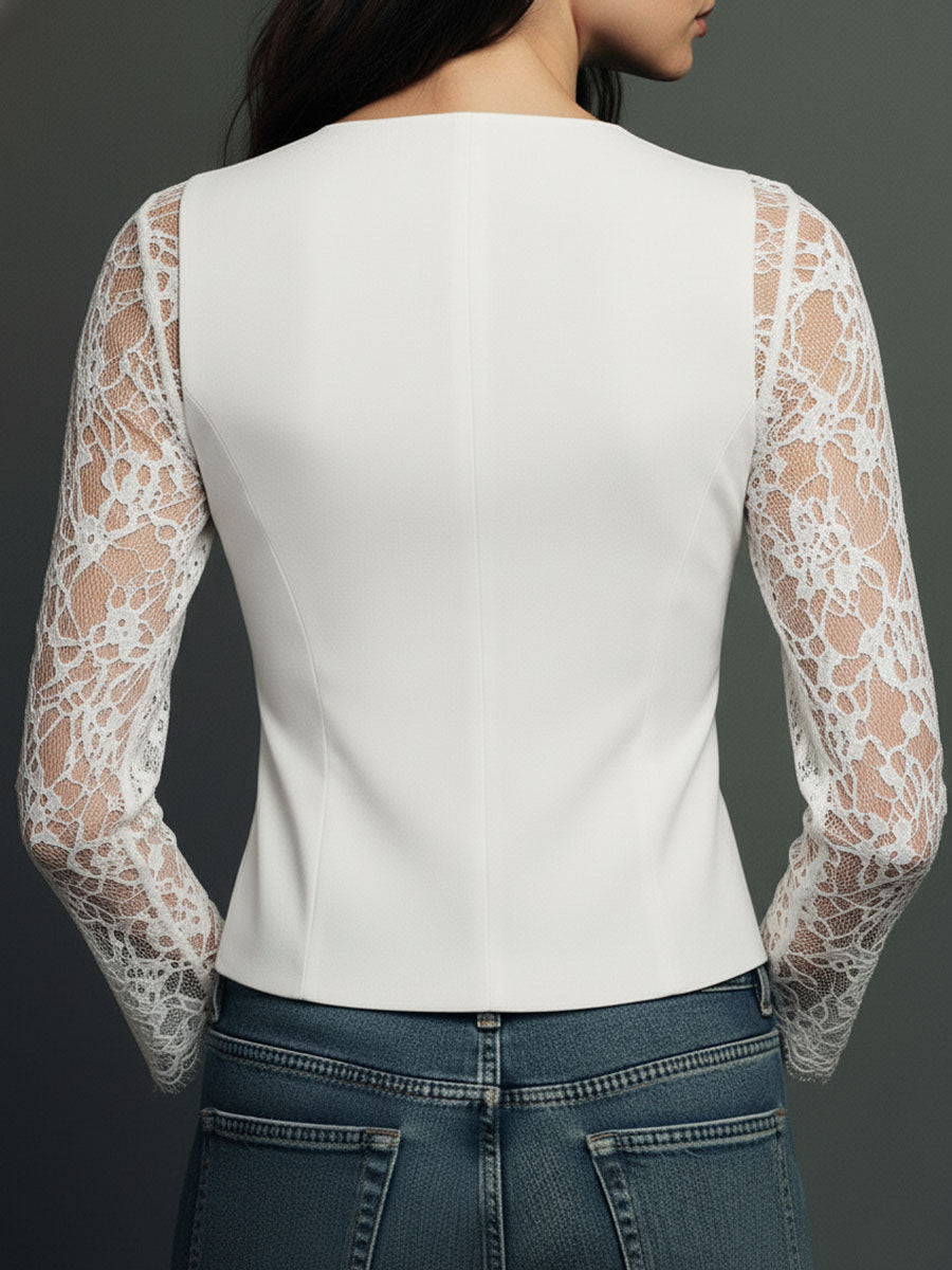 Selina | Blusa elegante de encaje con chaleco entallado