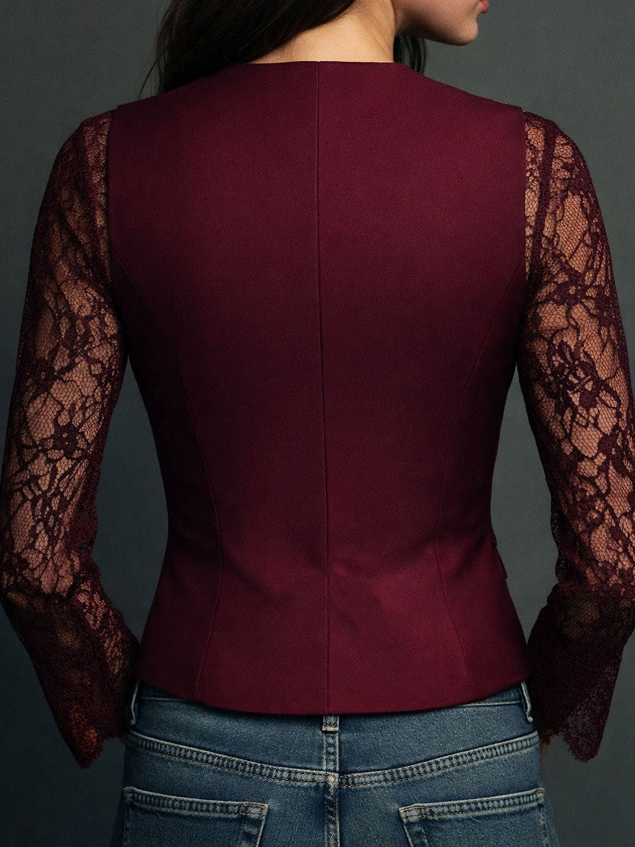 Selina | Blusa elegante de encaje con chaleco entallado