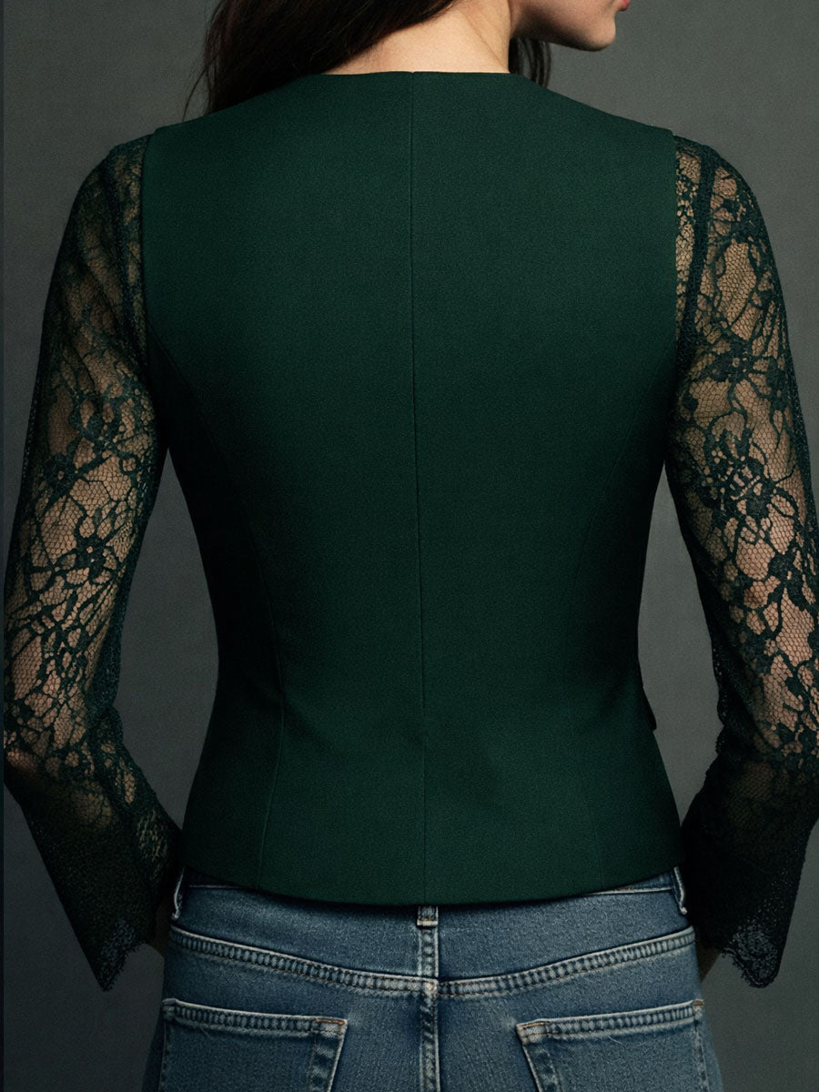 Selina | Blusa elegante de encaje con chaleco entallado