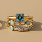 Conjunto de anillos vintage con cristales azules