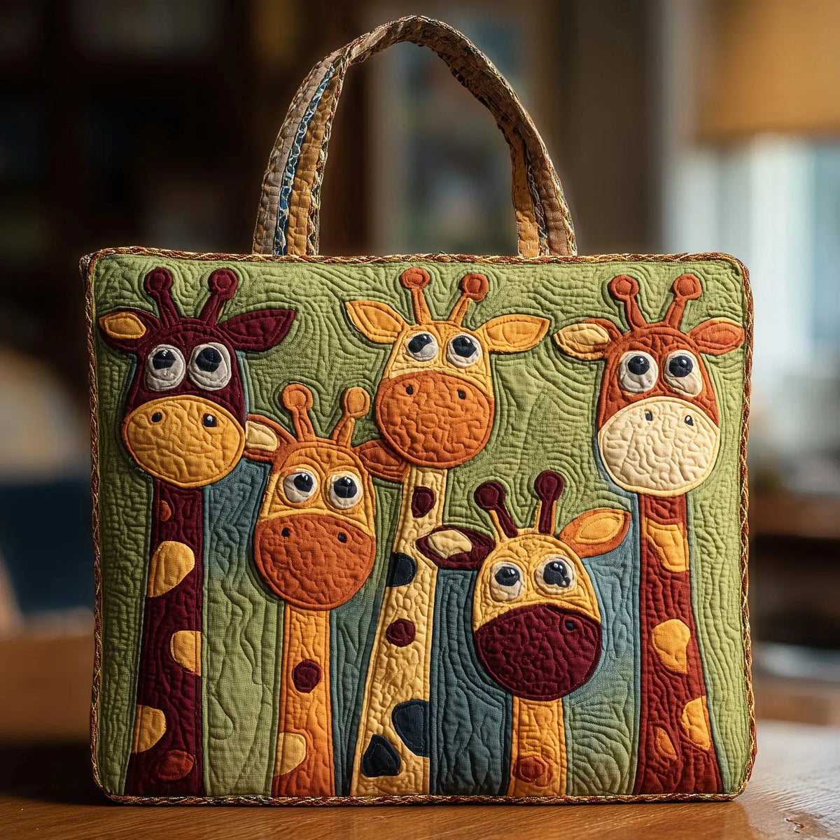 Bolso tote acolchado con jirafa